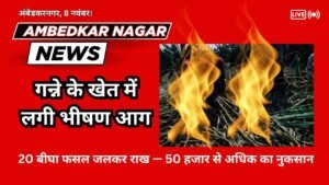 Ambedkar Nagar News A massive fire broke out in a sugarcane field