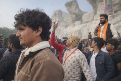 Chaos erupted on the streets as people welcomed the Awadhi singer.