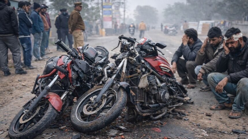 Two motorcycles collided head-on in the Haswar police station area.