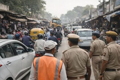 baskhari market encroachment traffic action