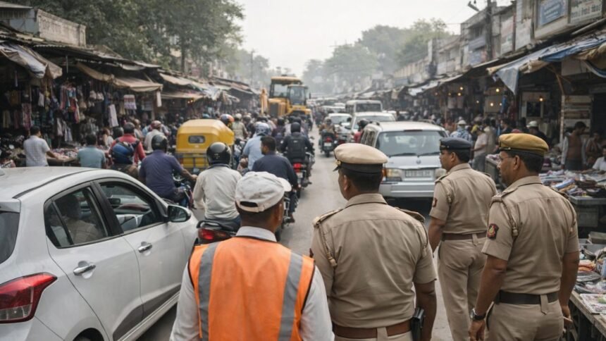 baskhari market encroachment traffic action