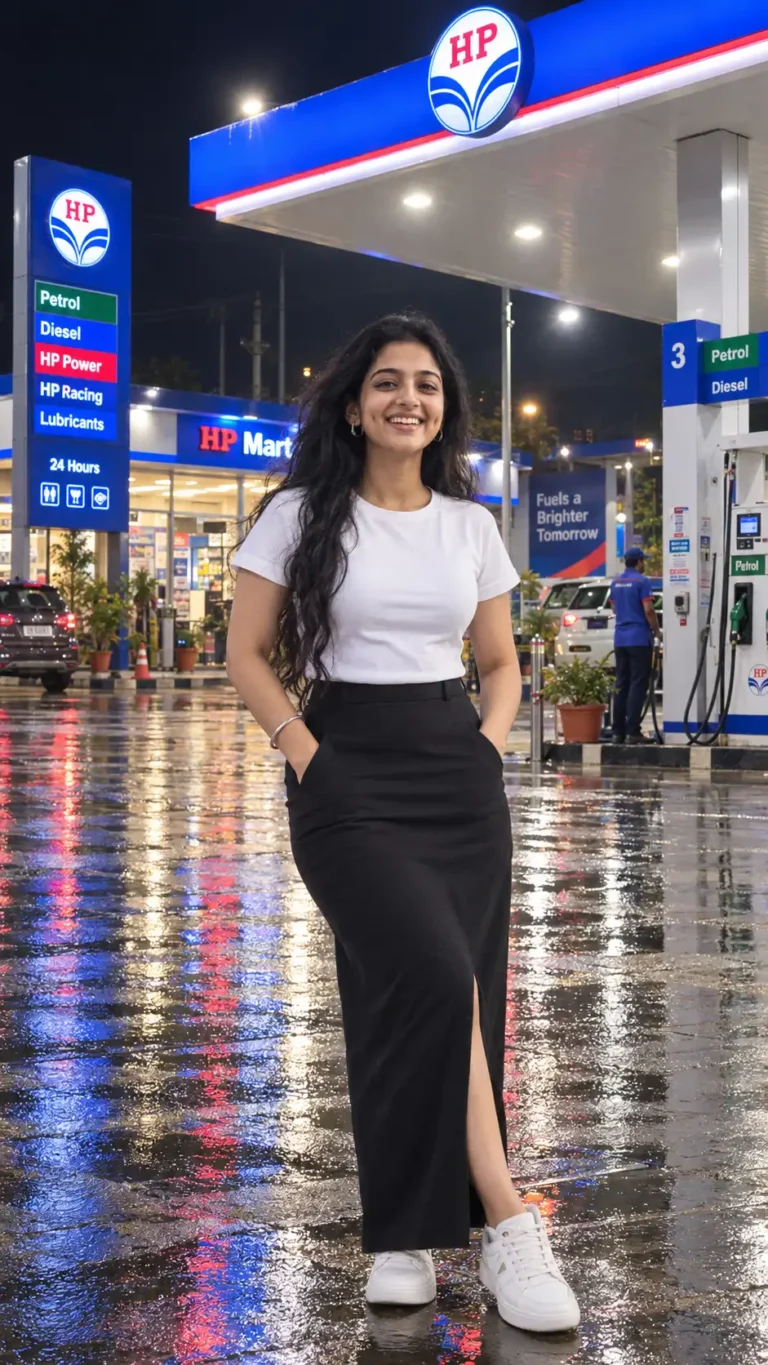 HP Petrol Pump Motorcycle AI Photo Prompt
