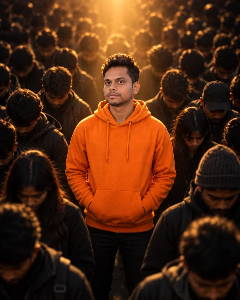 Orange Hoodie AI Photo Prompt