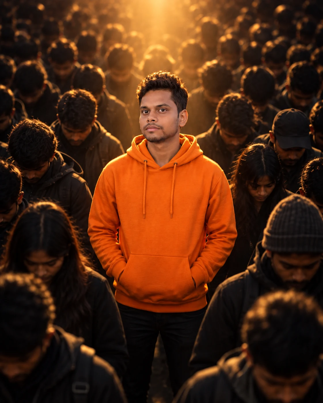 Orange Hoodie AI Photo Prompt