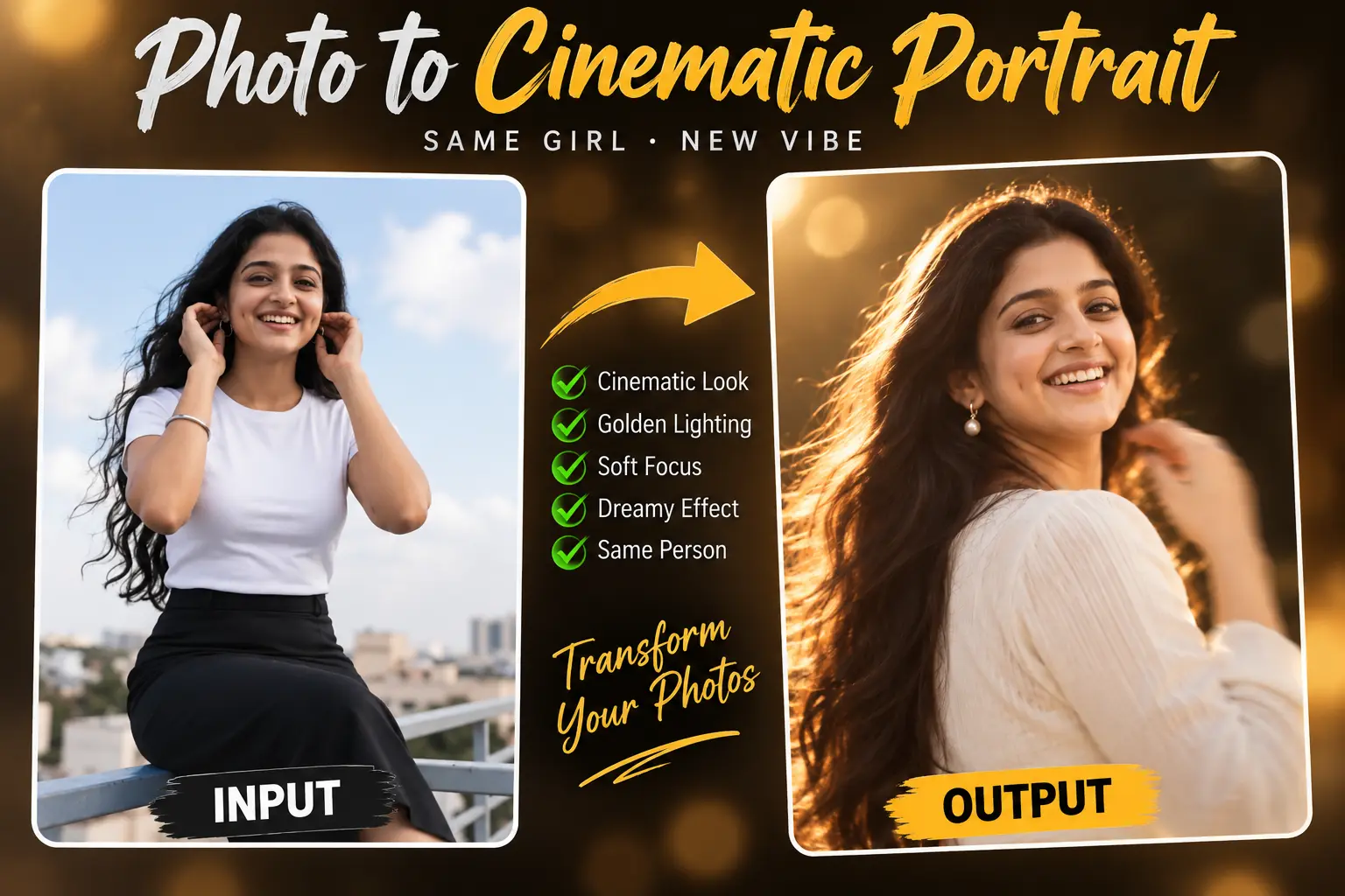 Photo Ko Cinematic Portrait Mein Kaise Convert Karein – AI Prompt