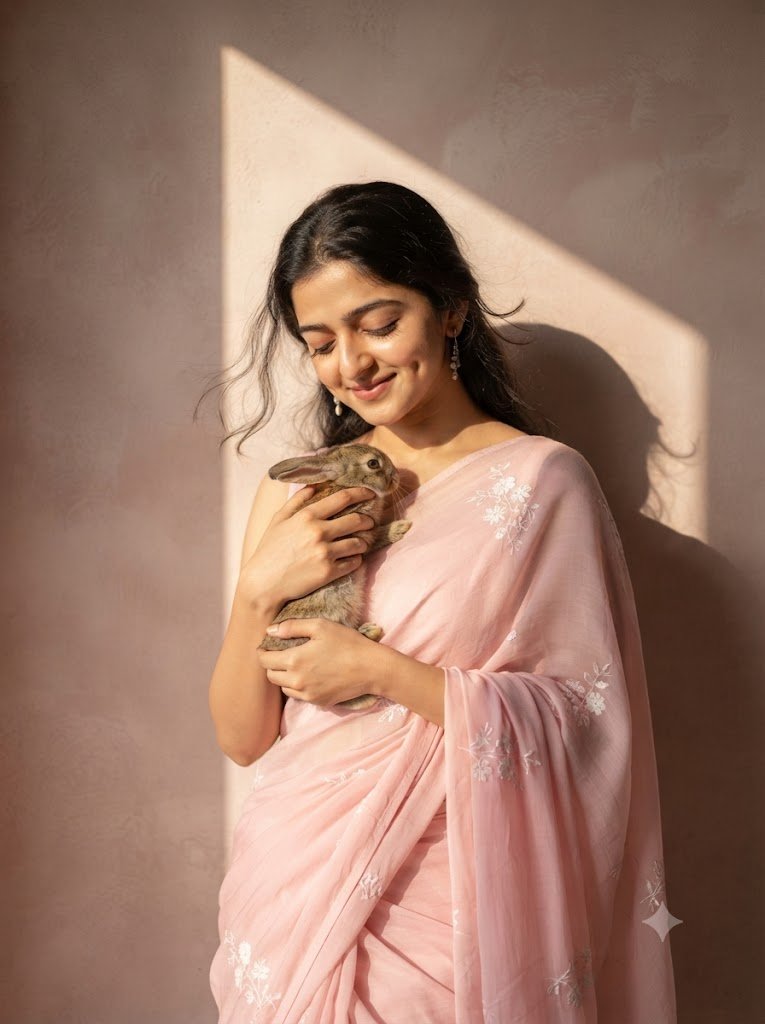 Pink Saree Rabbit AI Photo Prompt